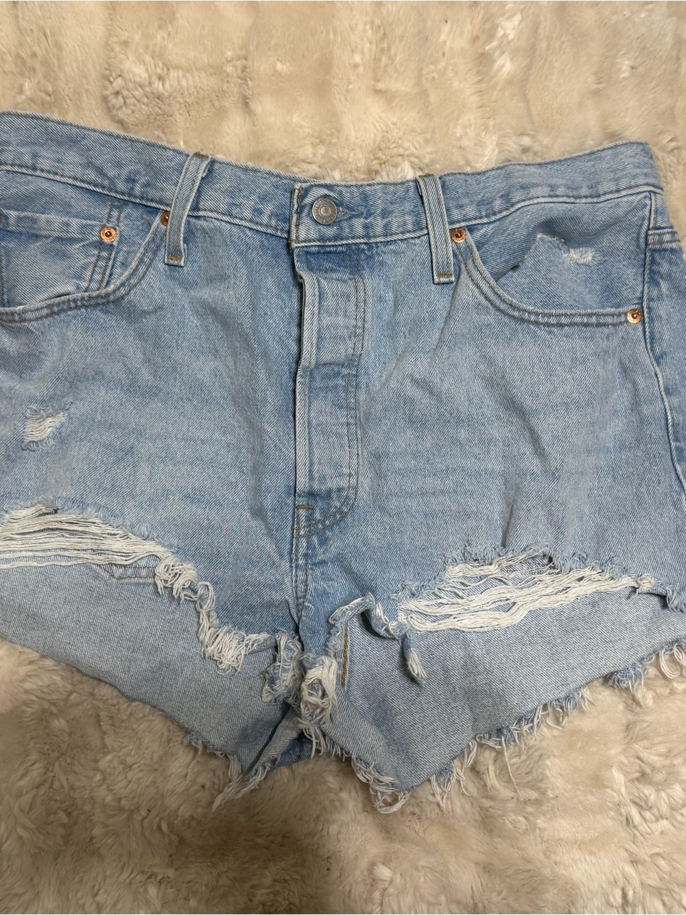 Levi's Light Blue Distressed Denim Cutoff Shorts